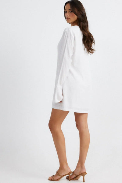 Elaine Lace Up Mini Dress - White - SHOPJAUS - JAUS