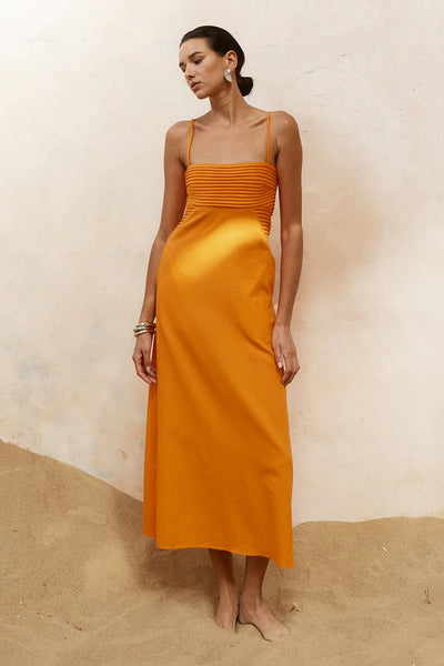 Arista Long Midi Dress - Orange - SHOPJAUS - JAUS