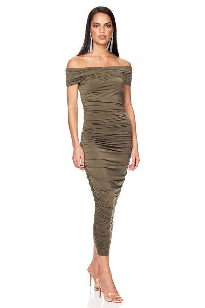 Nookie Element Midi Dress - Khaki - SHOPJAUS - JAUS