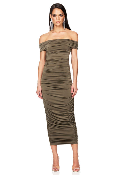 Nookie Element Midi Dress - Khaki - SHOPJAUS - JAUS