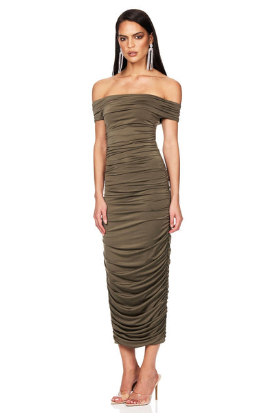 Nookie Element Midi Dress - Khaki - SHOPJAUS - JAUS