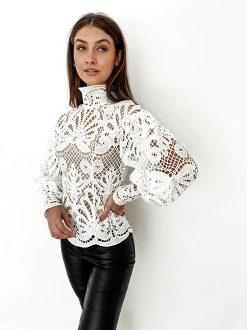 Elizabeth Lace Blouse - White | JAUS