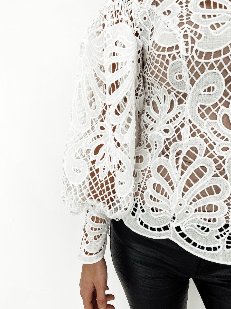 Elizabeth Lace Blouse - White | JAUS