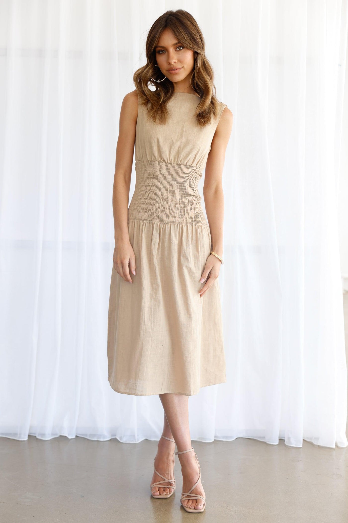 Emory Linen Dress - Sand - JAUS