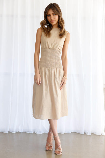 Emory Linen Dress - Sand - JAUS