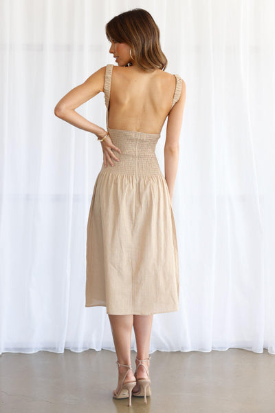 Emory Linen Dress - Sand - JAUS