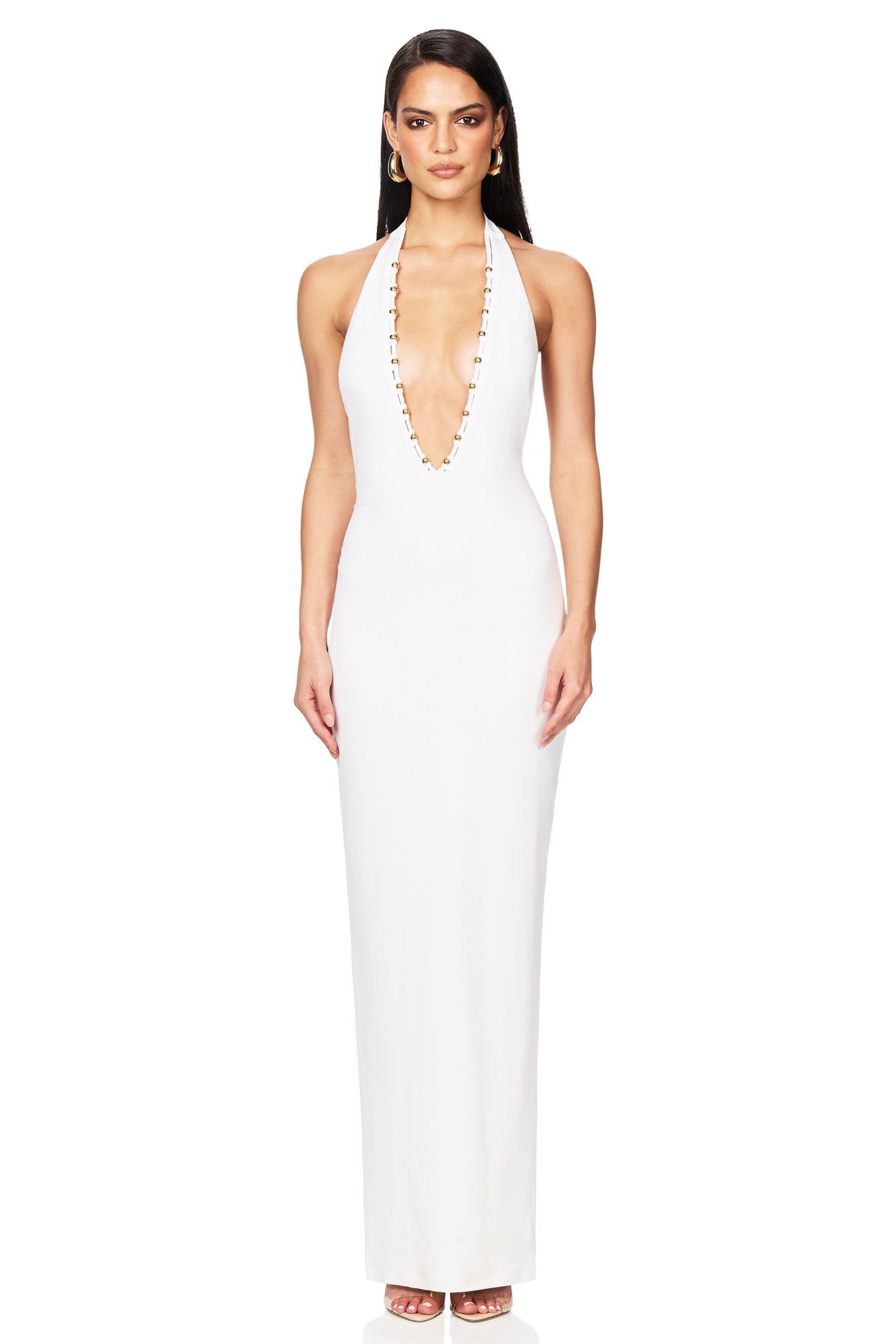 Nookie Empire Halter Gown - White - SHOPJAUS - JAUS