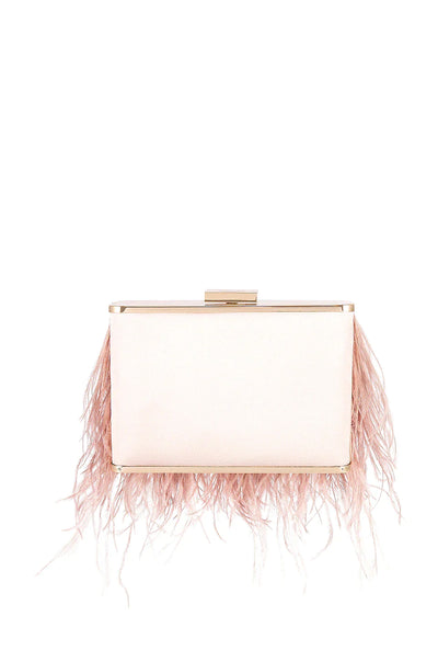 Estelle Feathered Clutch - Blush - JAUS