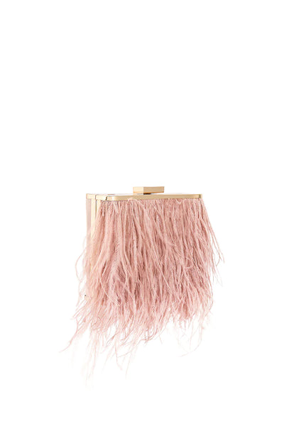 Estelle Feathered Clutch - Blush - JAUS