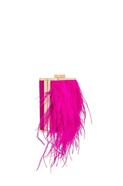 Estelle Feathered Clutch - Fuchsia - JAUS