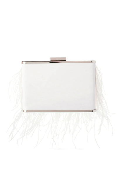 Estelle Feathered Clutch - White - JAUS