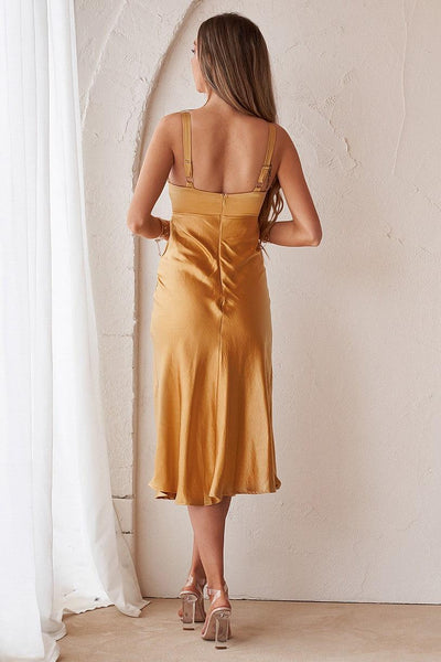 Gala Midi Dress - Mustard - JAUS