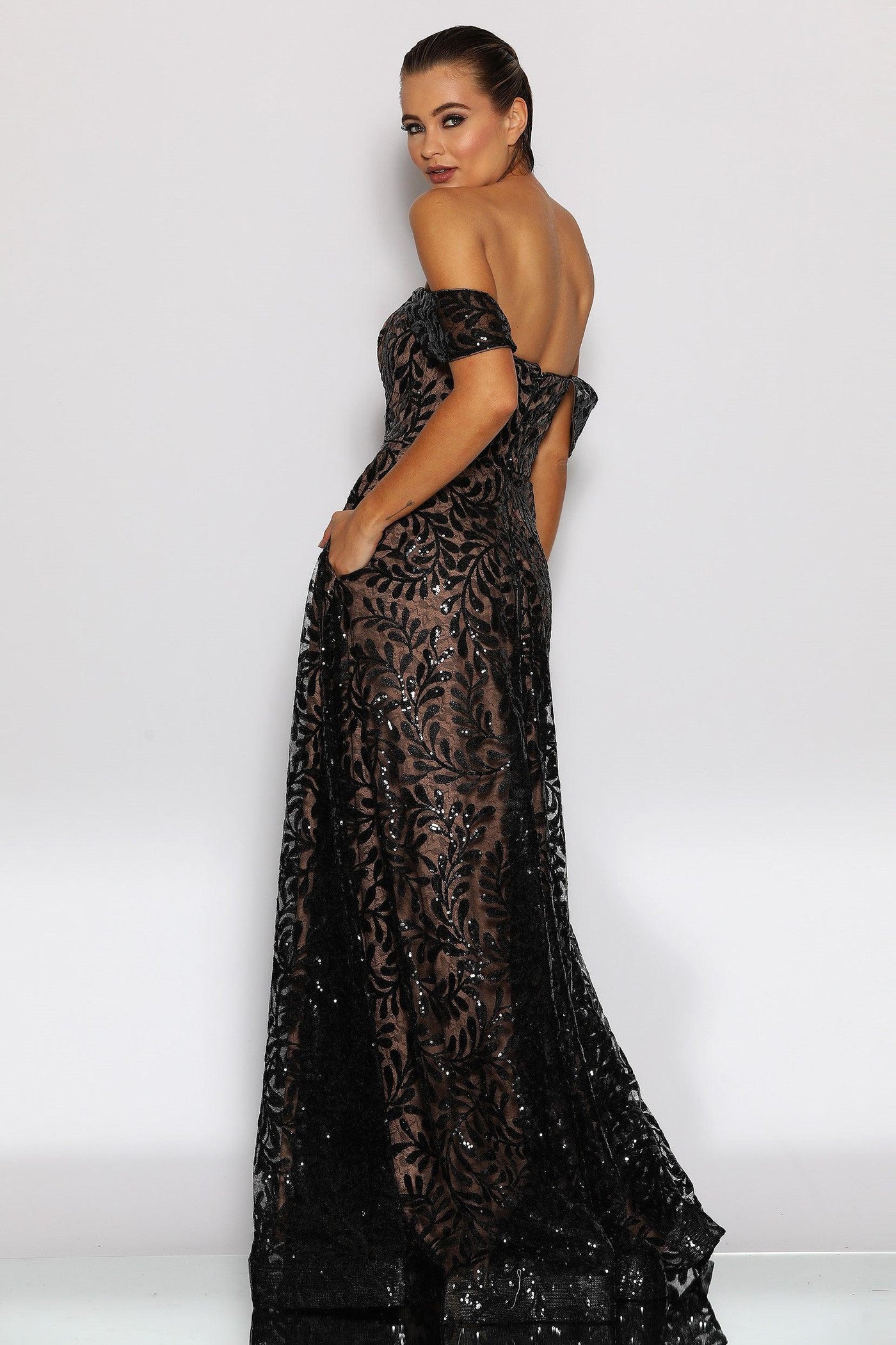 Gemma Gown - Black/Nude - JAUS