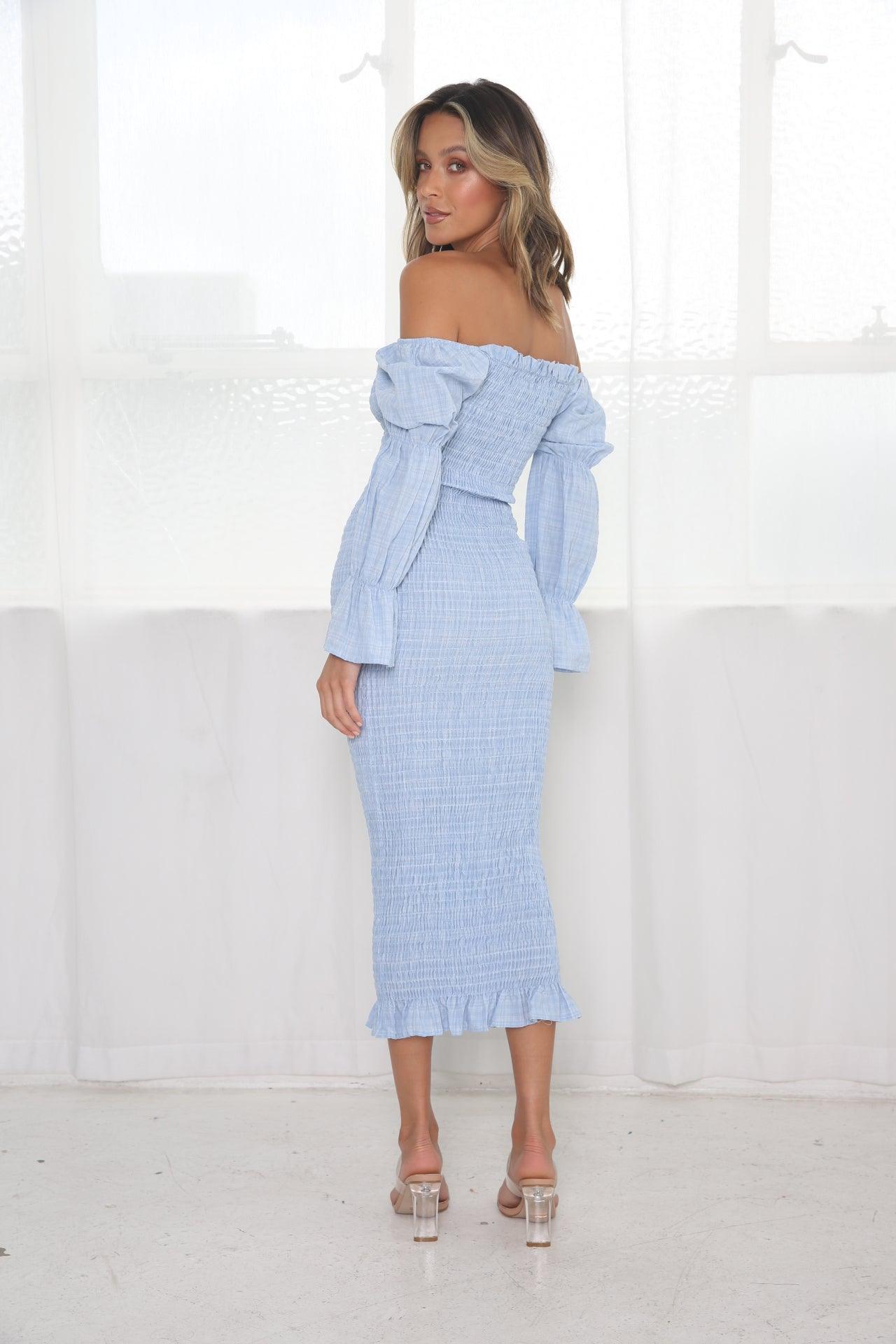 Grace Midi Dress - Baby Blue - JAUS