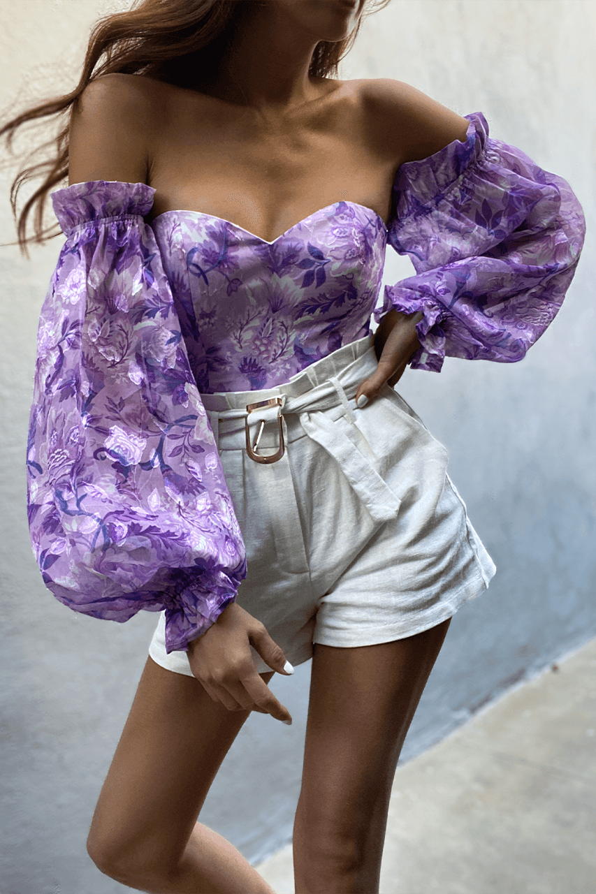 Holly Bodysuit - Lilac Floral - JAUS