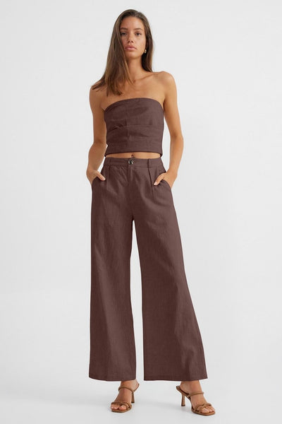 Romi Linen Top - Chocolate - SHOPJAUS - JAUS