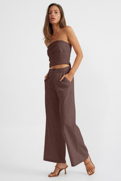 Romi Linen Top - Chocolate - SHOPJAUS - JAUS
