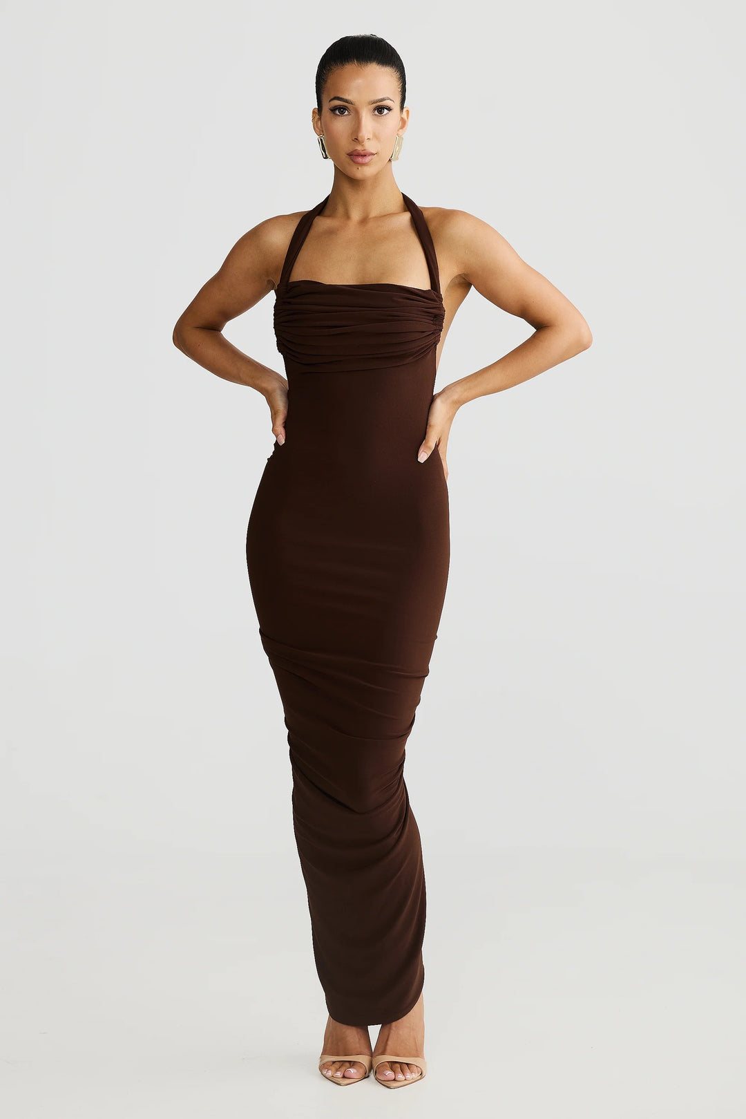 english factory brown pleated chloe maxi dress - Espresso Black Floral V-Neck Short x-twall Chiffon Colors:Coral Pink 806 True to size