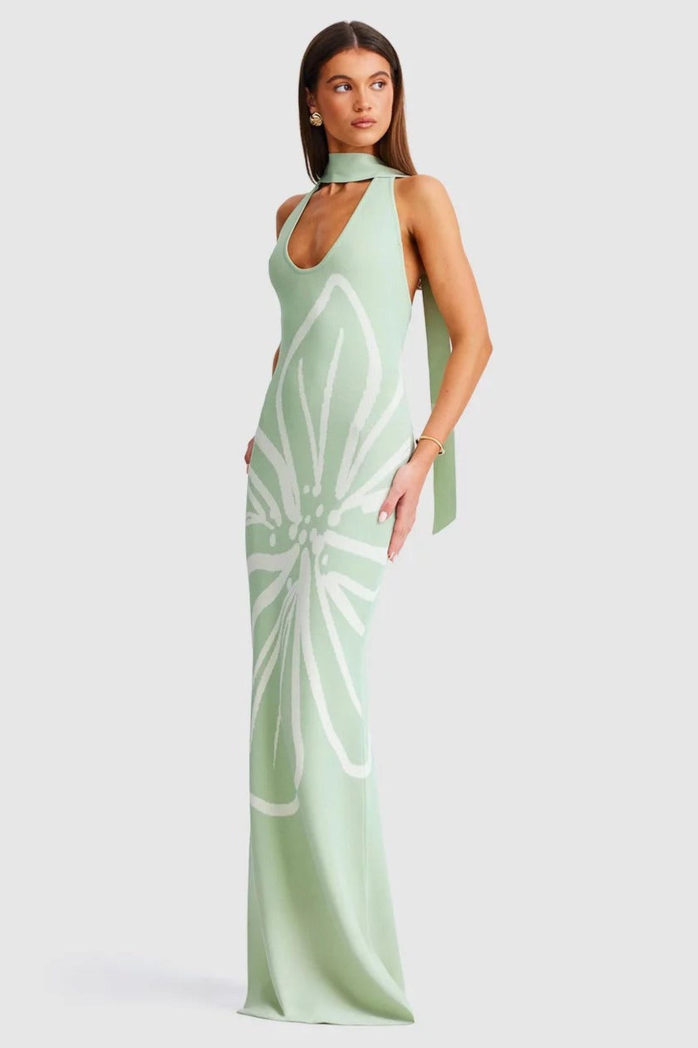 Jemima Halterneck Maxi Dress - Sage