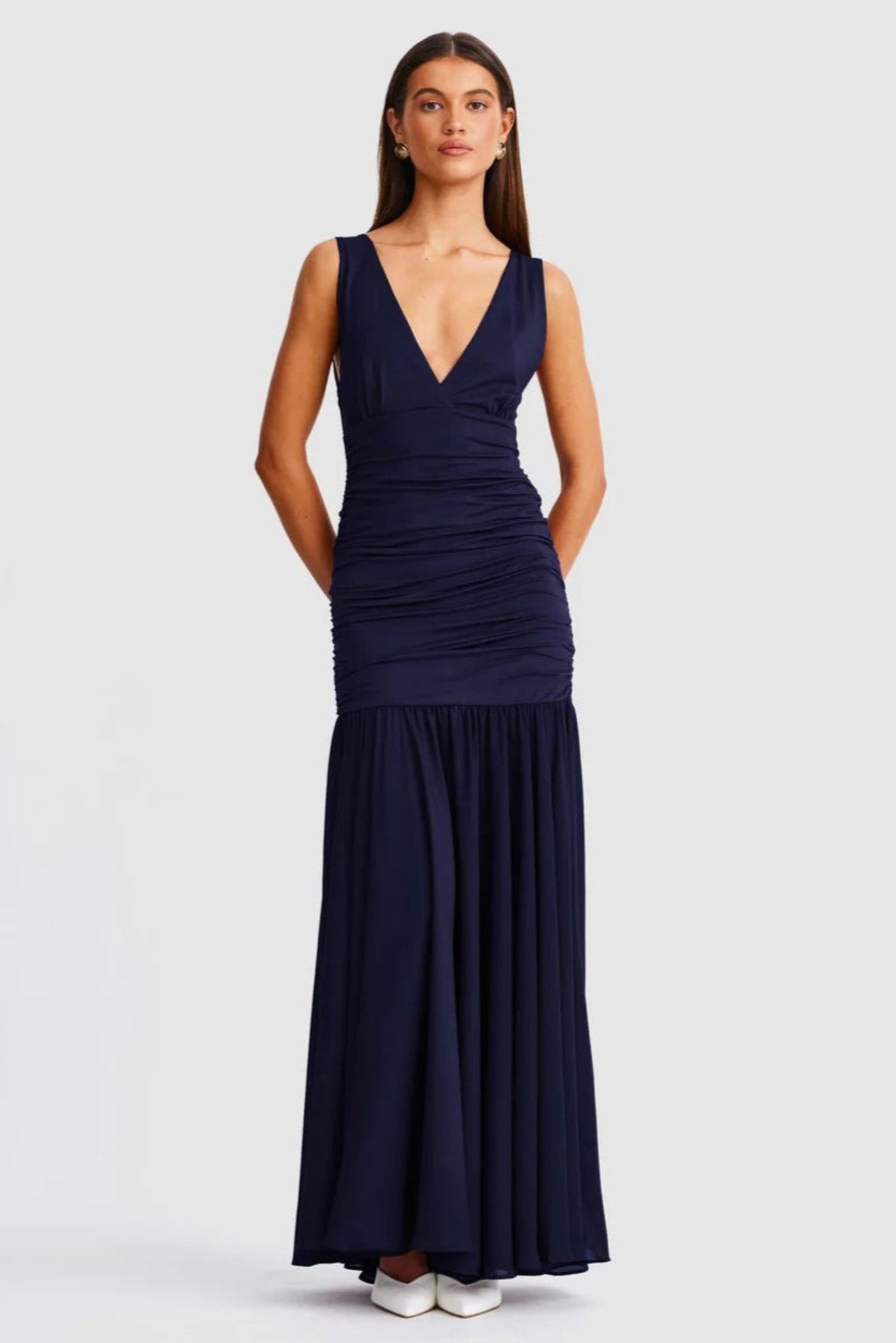 Neve V-Neck Maxi Dress - Navy