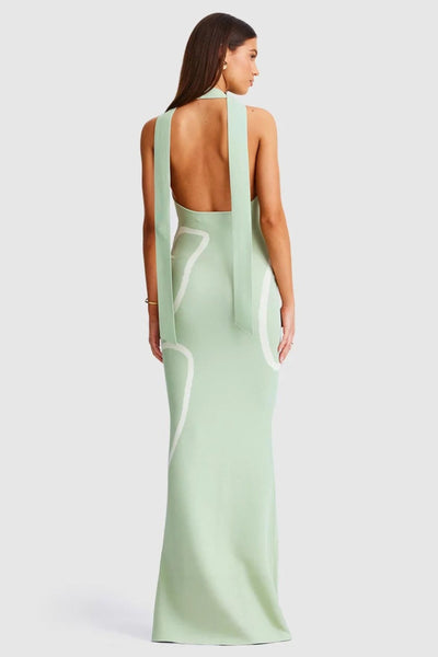 Jemima Halterneck Maxi Dress - Sage