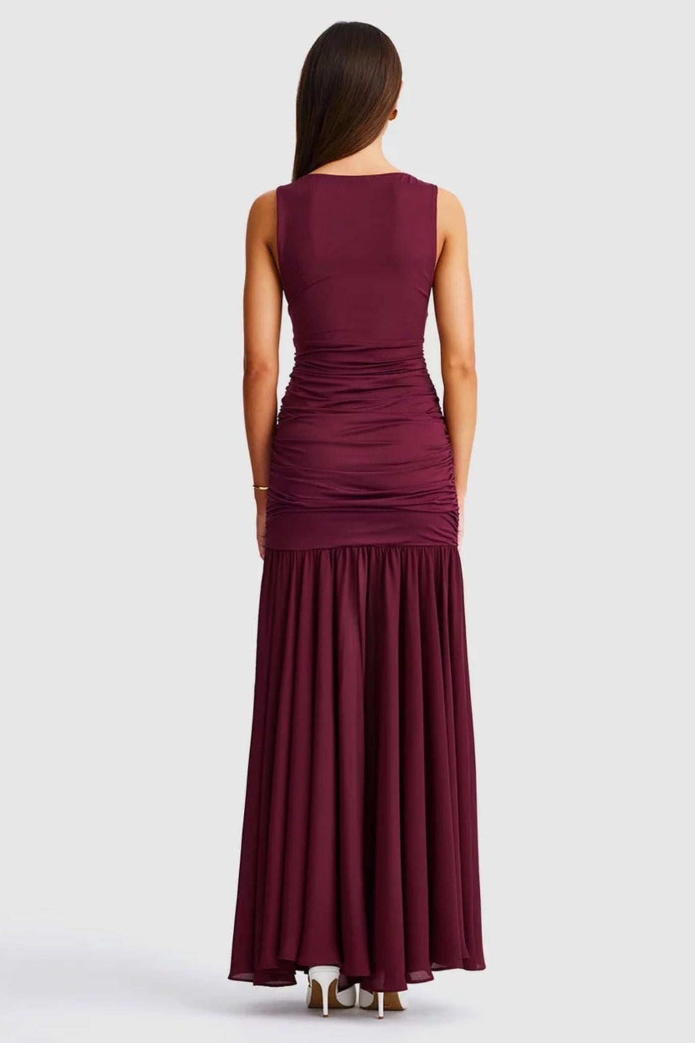Neve V-Neck Maxi Dress - Cranberry