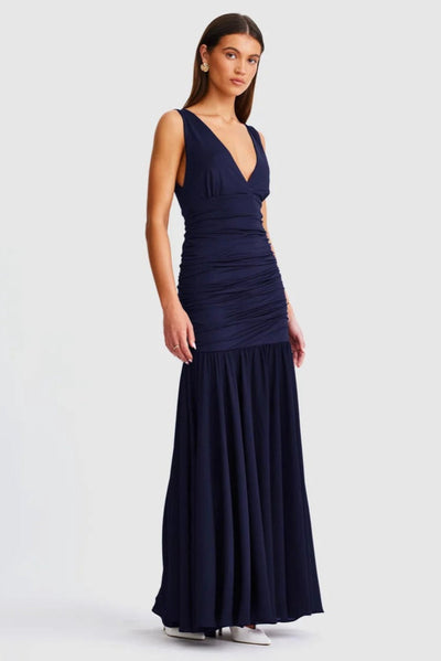 Neve V-Neck Maxi Dress - Navy