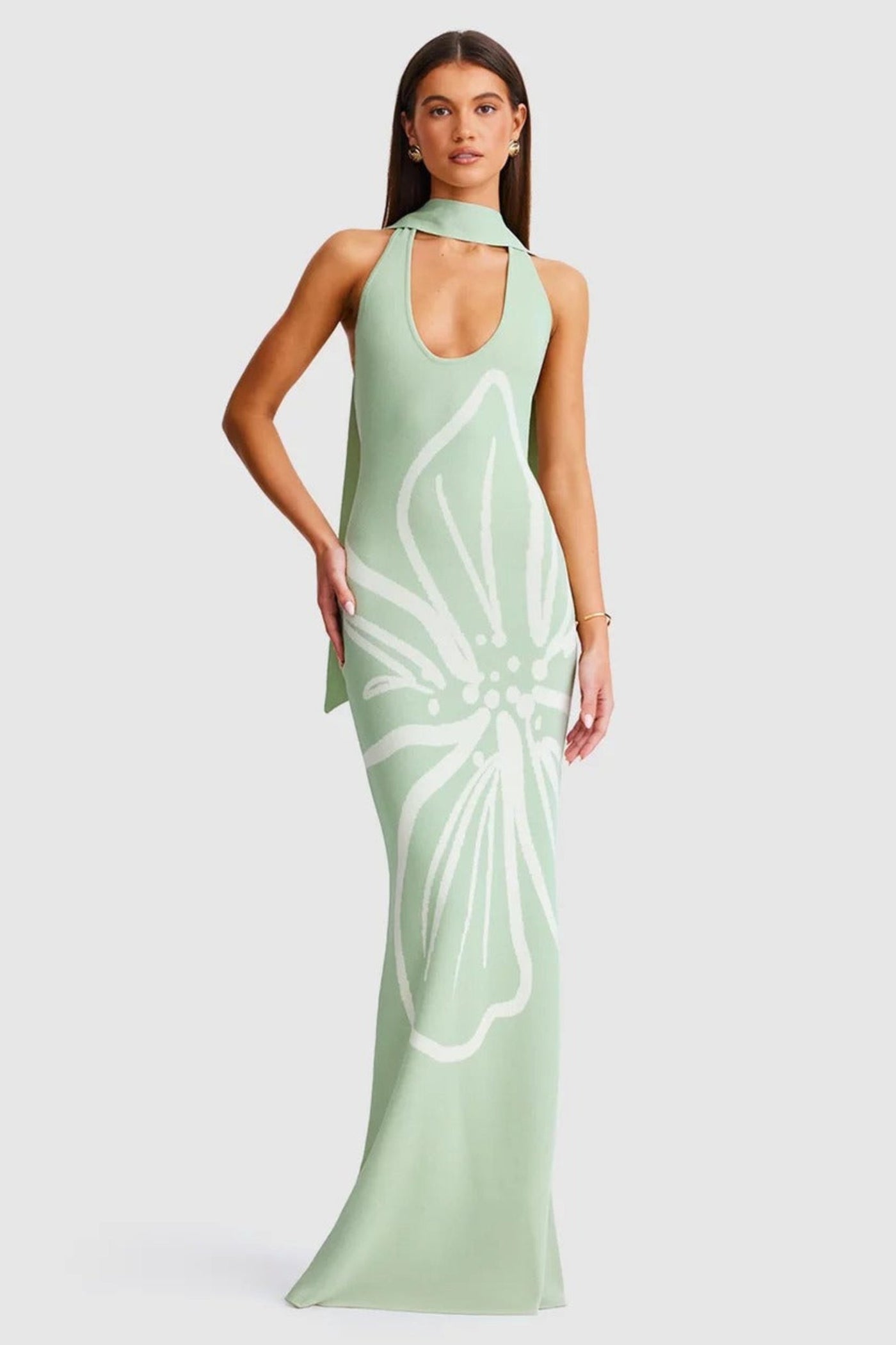 Jemima Halterneck Maxi Dress - Sage
