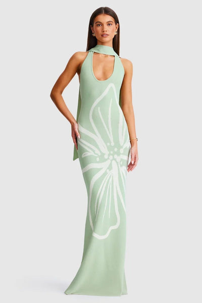 Jemima Halterneck Maxi Dress - Sage