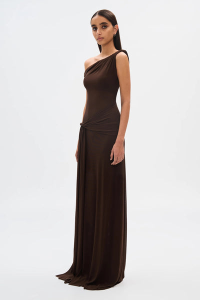 Misha Sisal Mesh Maxi Dress - Espresso