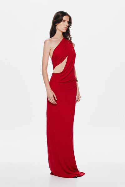 Misha Solstice Cupro Maxi Dress - Cherry