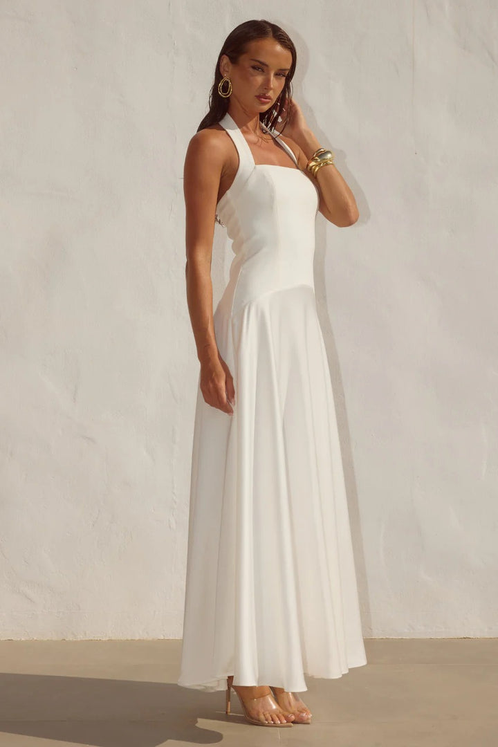 ocean of elegance ivory maxi dress ODINA SQUARE NECK - Cocktail dress