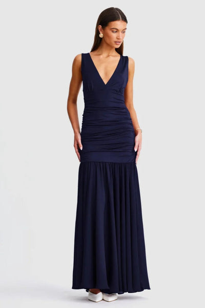 Neve V-Neck Maxi Dress - Navy