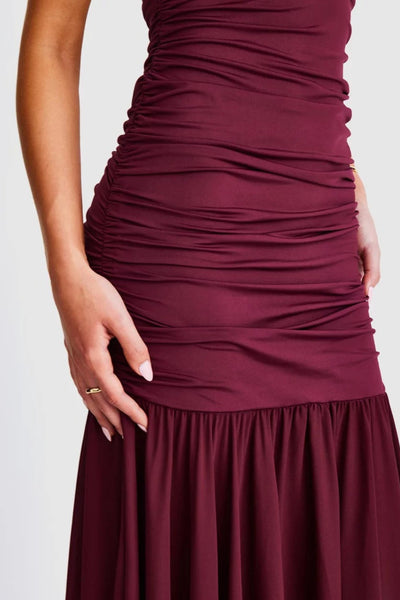 Neve V-Neck Maxi Dress - Cranberry