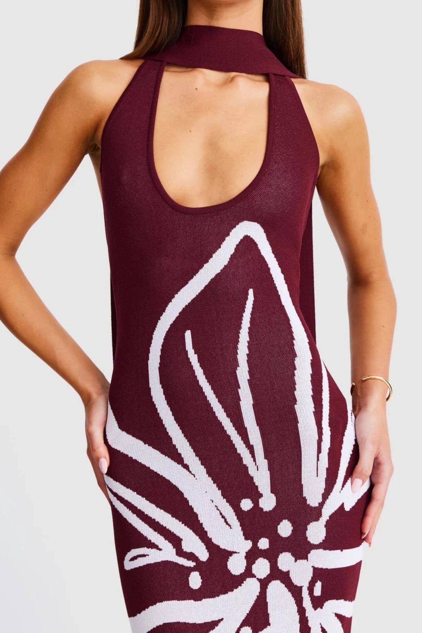 Jemima Halterneck Maxi Dress - Cranberry
