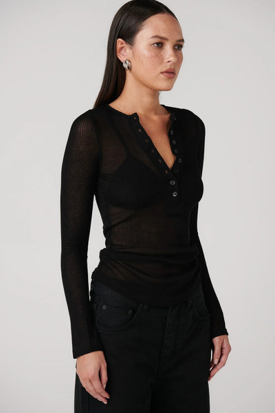 Xavier Button Top - Black