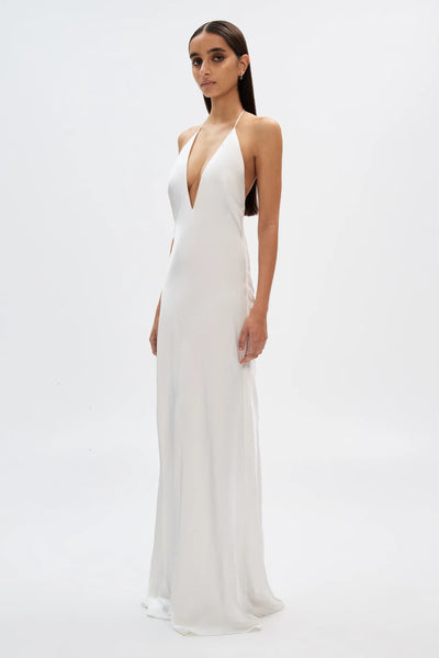 Misha Honor Satin Maxi Dress - Ivory