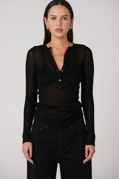 Xavier Button Top - Black