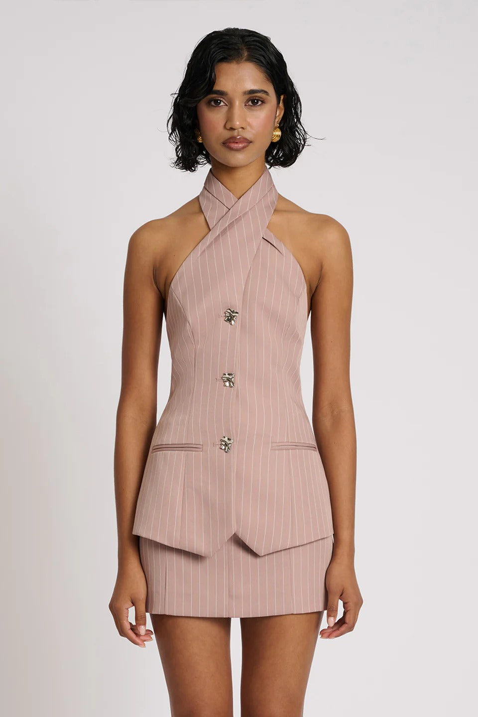 Theo Top - Blush Pinstripe