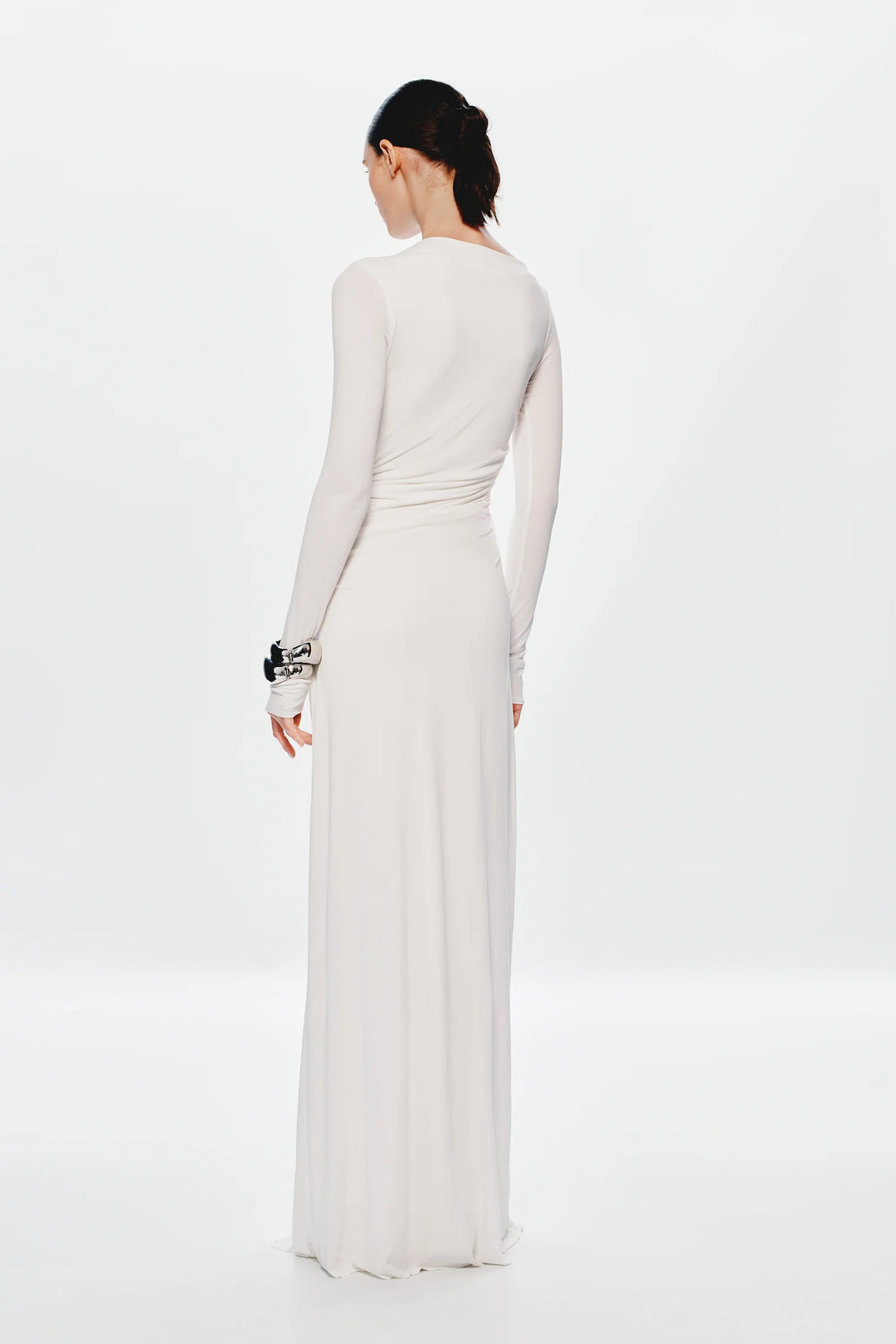 misha glacier long sleeve ruched maxi dress Misha Glacier Cupro Long Sleeve Maxi Dress - Ivory