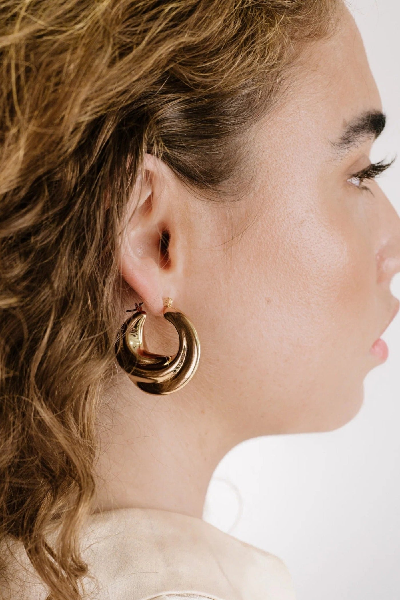 Crescent Swirl Hoop Earrings