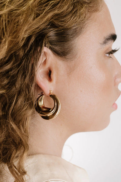 Crescent Swirl Hoop Earrings