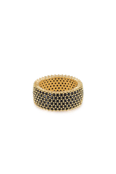 Crystal Thick Band Ring - Black
