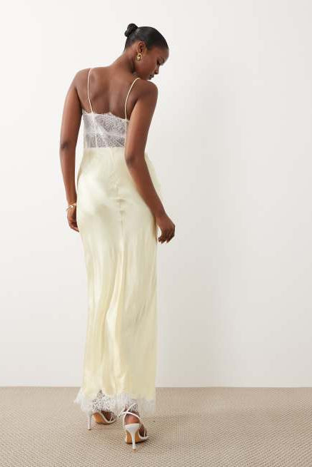 taryn maxi dress Taryn Ruffled Thigh Slit Maxi Skater Dress