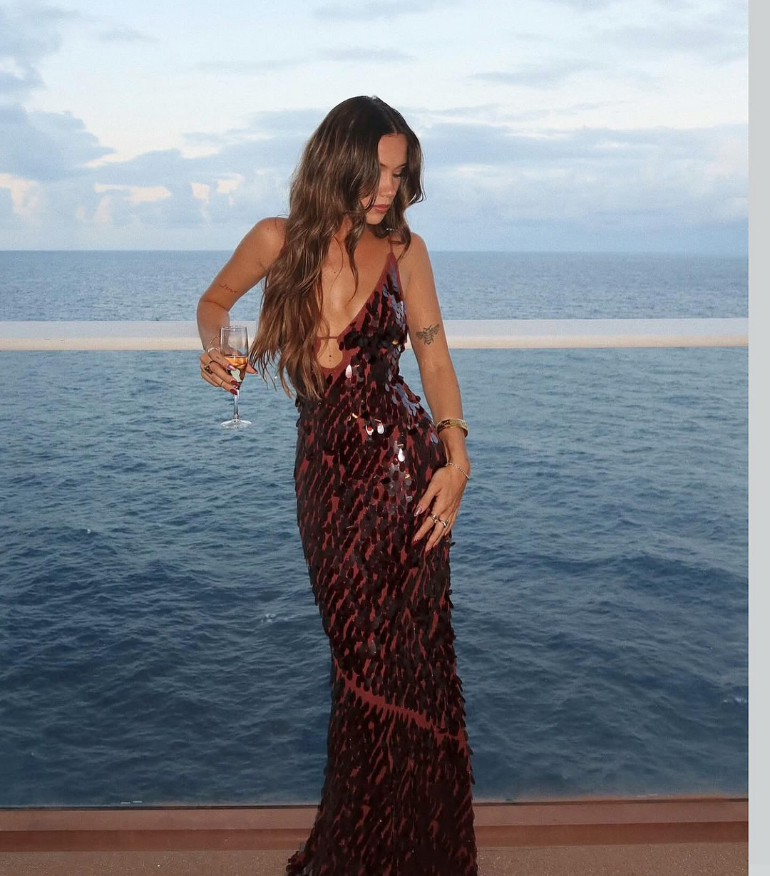 Misha Sapphire Sequin Maxi Dress - Fig Misha Sapphire Sequin Maxi Dress - Fig
