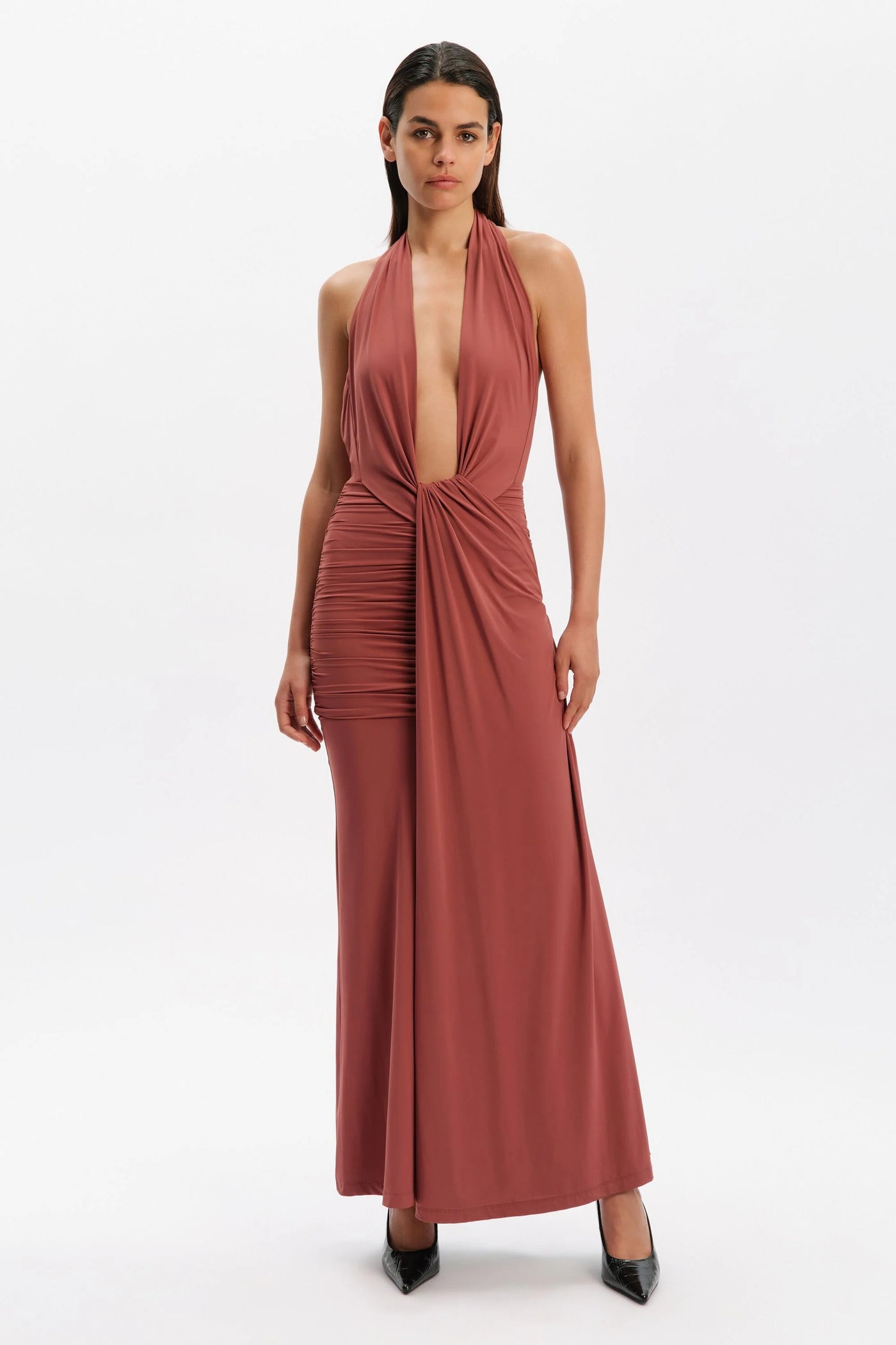 rust halter dress Ines Maxi - 2025BFCM18DRESS