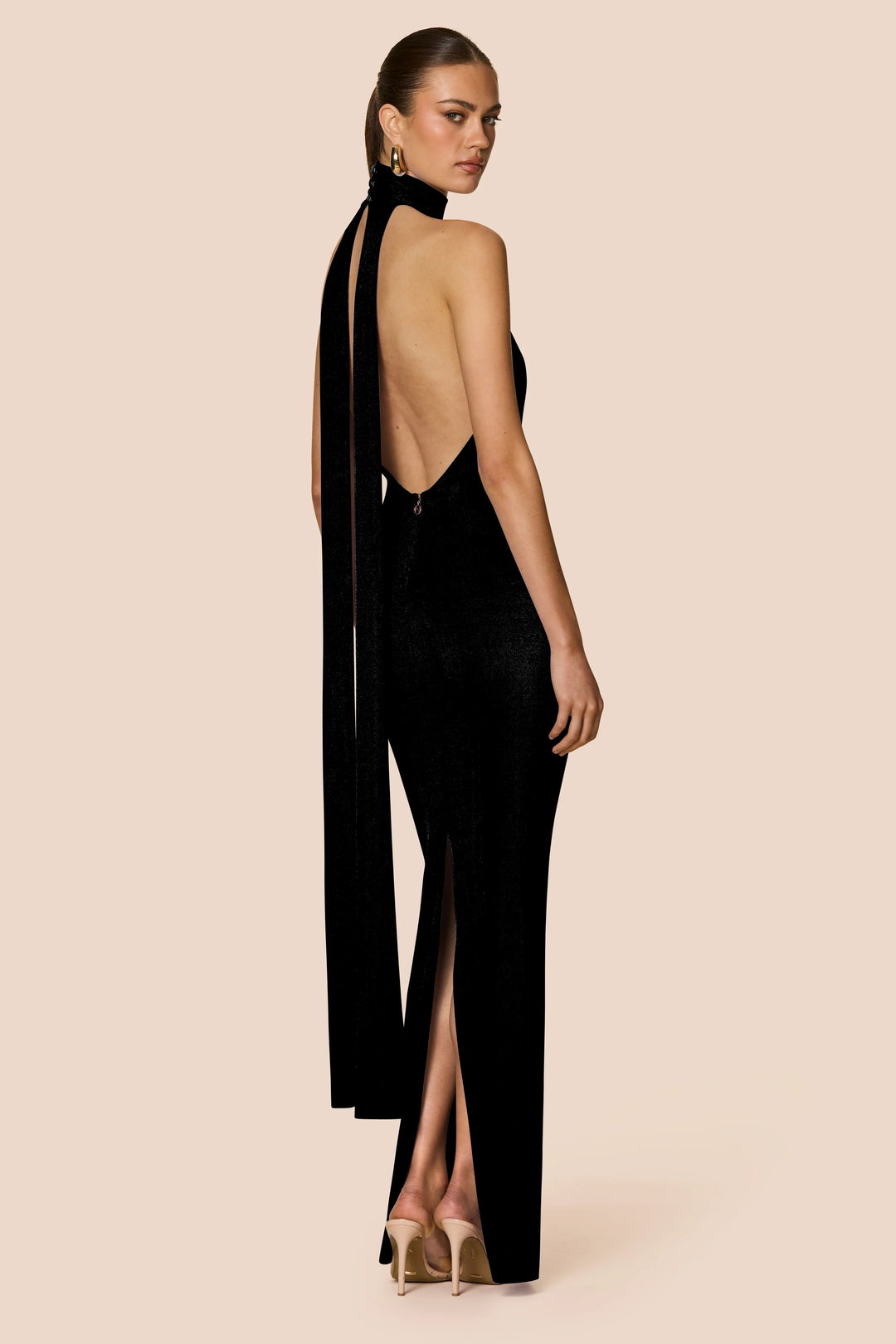 Nookie Crush Halter Gown in Black - size M