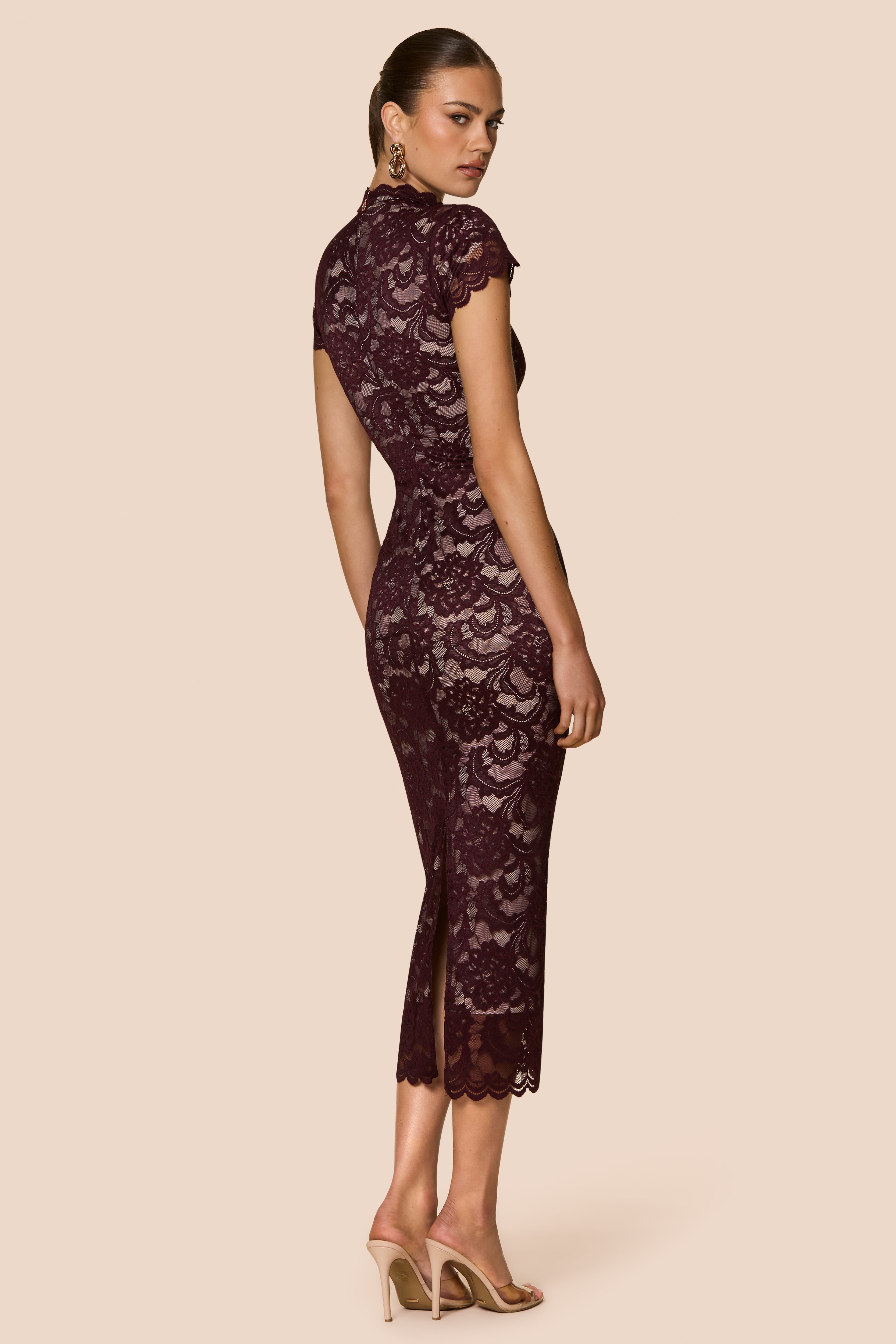 wine lace midi dress Nookie Alessia Midi Dress - Wine