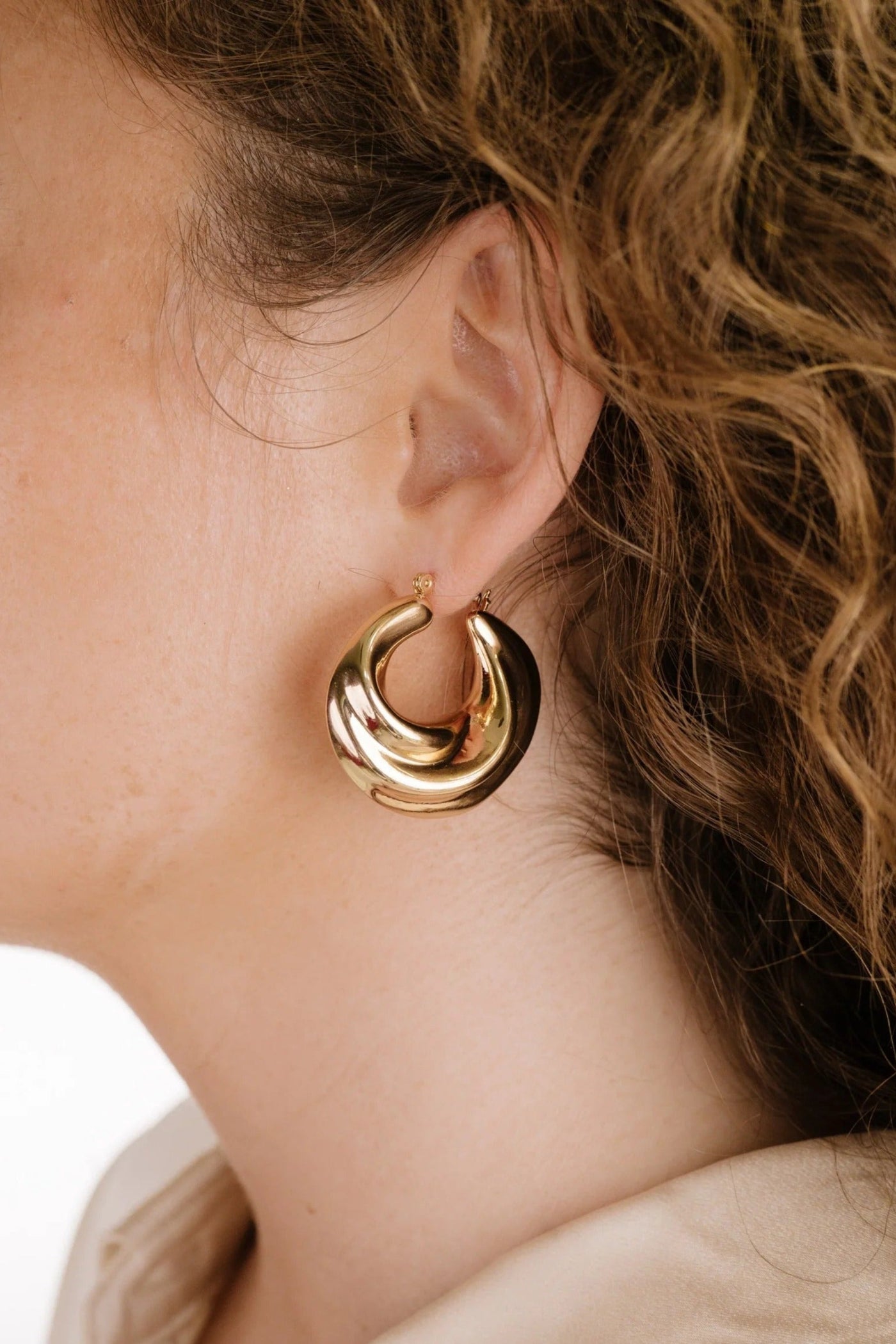 Crescent Swirl Hoop Earrings