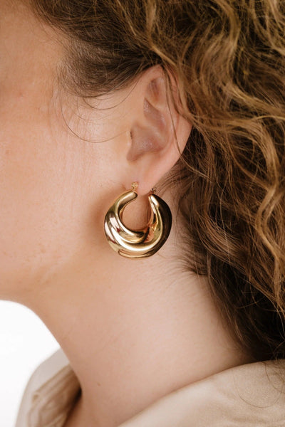 Crescent Swirl Hoop Earrings